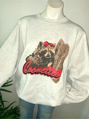 p a n d a :: Vintage Adorable Raccoon Bow Coonettes Graphic Sweatshirt
